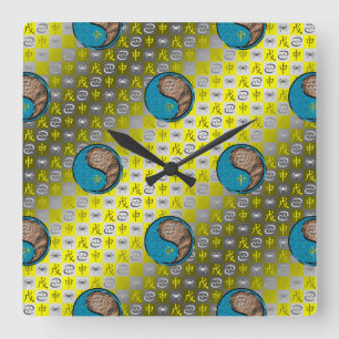Reloj Cuadrado Cáncer y Mono de Tierra