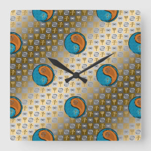 Reloj Cuadrado Cáncer y Rata de Madera