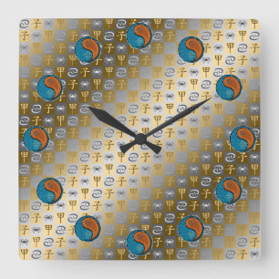 Reloj Cuadrado Cáncer y Rata de Madera