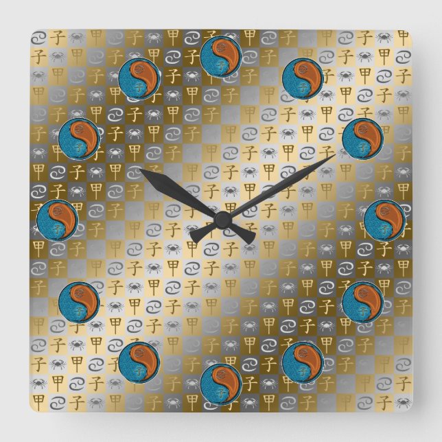 Reloj Cuadrado Cáncer y Rata de Madera (Anverso)