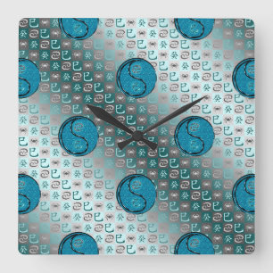 Reloj Cuadrado Cáncer y Serpiente de Agua