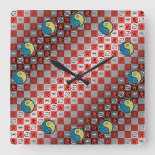 Reloj Cuadrado Cáncer y Tigre de Metal