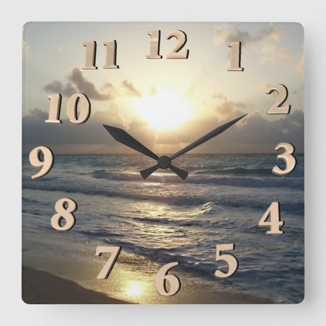 Reloj Cuadrado Cancun Sunrise Square Wall Clock (Anverso)
