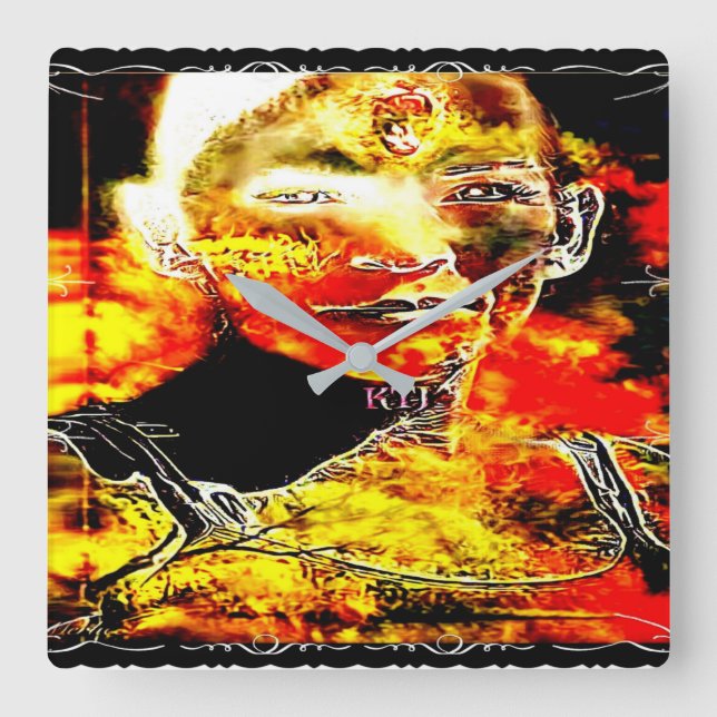 Reloj Cuadrado Candy de fuego 01 (Anverso)