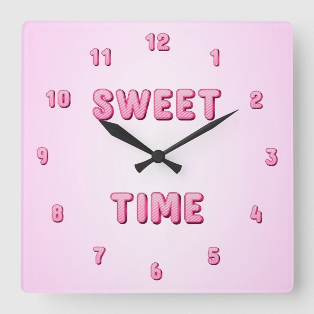 Reloj Cuadrado Candy dulce lindo rosado (Anverso)