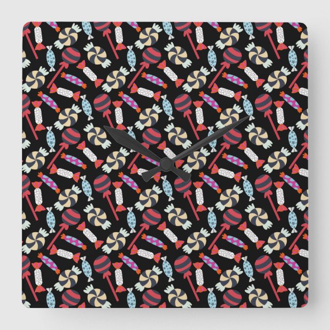 Reloj Cuadrado Candy pattern | Lollies pattern | lollipop 14 (Anverso)