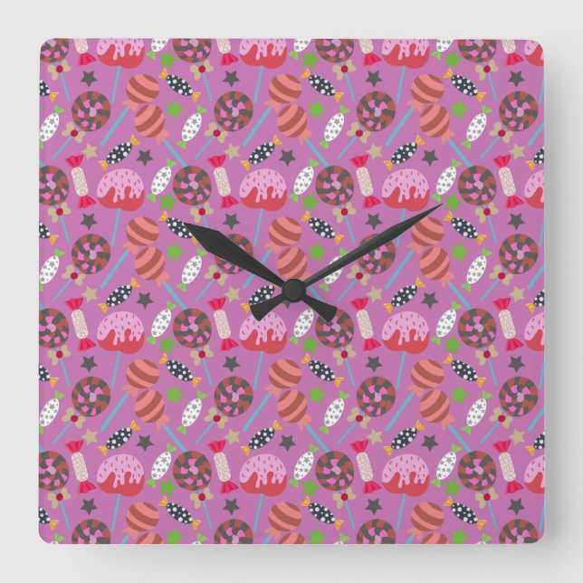 Reloj Cuadrado Candy pattern | Lollies pattern | lollipop 19 (Anverso)