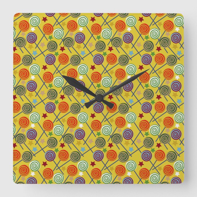 Reloj Cuadrado Candy pattern | Lollies pattern | lollipop 30 (Anverso)