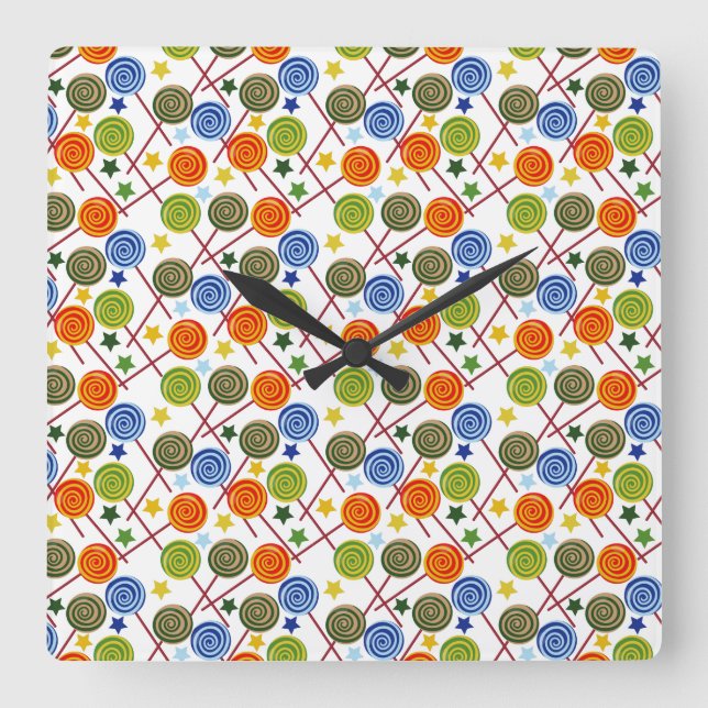 Reloj Cuadrado Candy pattern | Lollies pattern | lollipop 61 (Anverso)