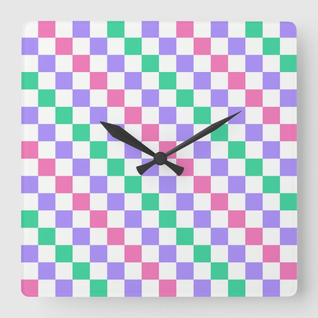 Reloj Cuadrado Candy shop diagonal checkerboard pattern (Anverso)