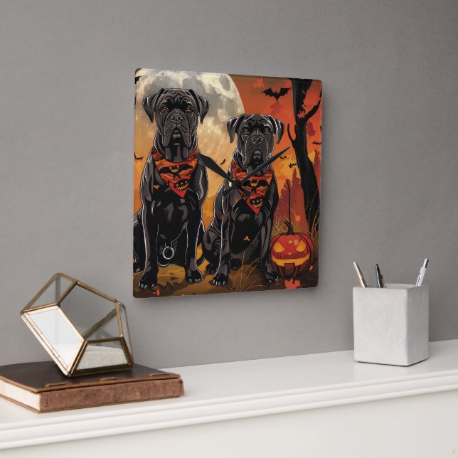 Reloj Cuadrado Cane Corso Halloween Spooky (Oficina)