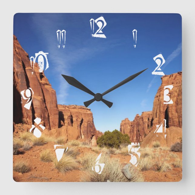 Reloj Cuadrado Cañón de Rock Rojo (Anverso)