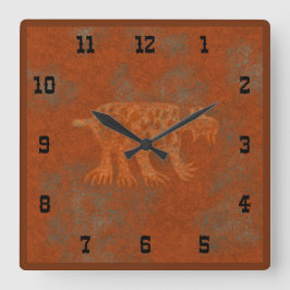 Reloj Cuadrado Cañones del Suroeste Bobcat Petroglifos estilo occ