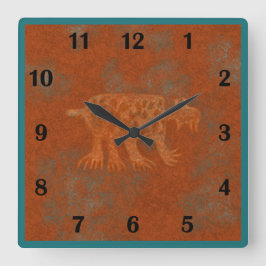 Reloj Cuadrado Cañones del Suroeste Bobcat Petroglifos Estilo Reg