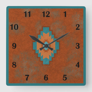 Reloj Cuadrado Cañones del Suroeste Estilo Geométrico Regular
