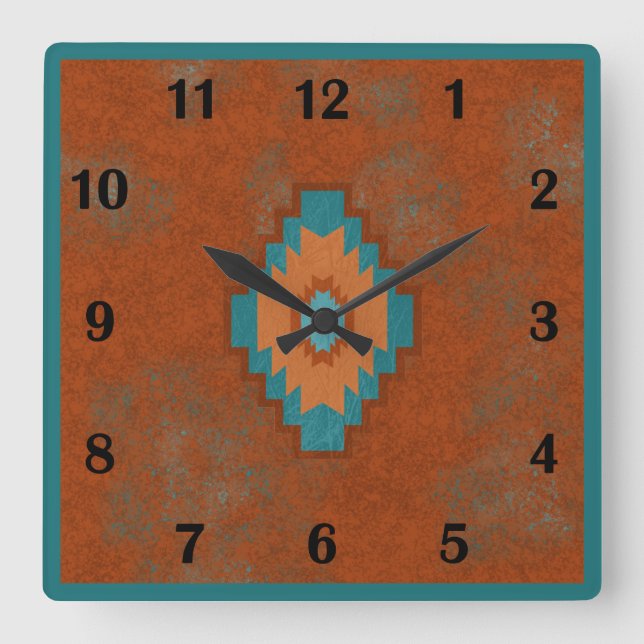 Reloj Cuadrado Cañones del Suroeste Estilo Geométrico Regular (Anverso)
