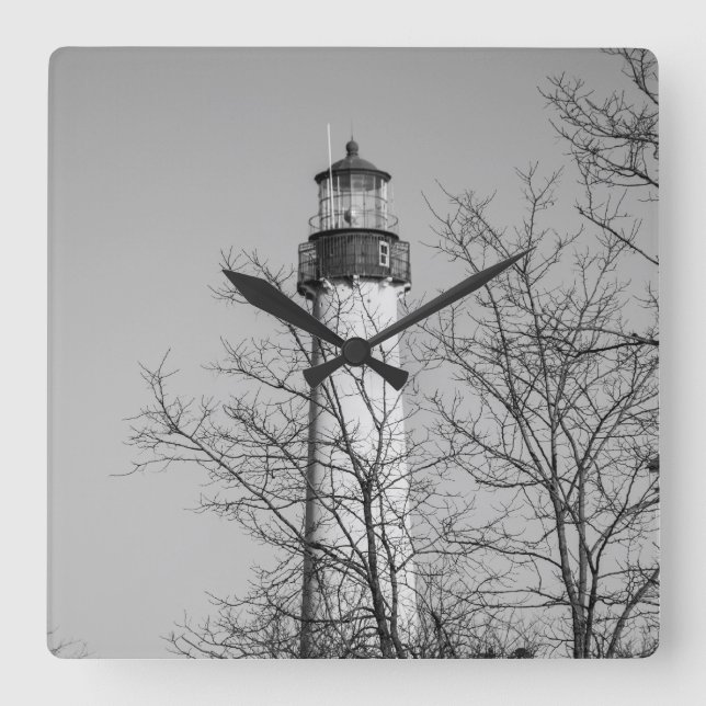 Reloj Cuadrado Cape May Light b/w (Anverso)