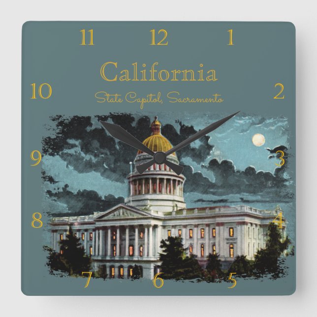 Reloj Cuadrado Capitolio Estatal de California Moonlight Personal (Anverso)