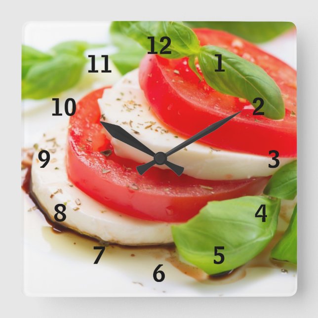 Reloj Cuadrado Caprese Salad. Tomato and Mozzarella slices (Anverso)