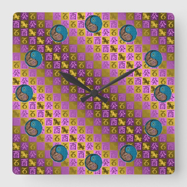 Reloj Cuadrado Capricorn & Water Rooster (Anverso)