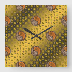 Reloj Cuadrado Capricornio & Caballo de Madera