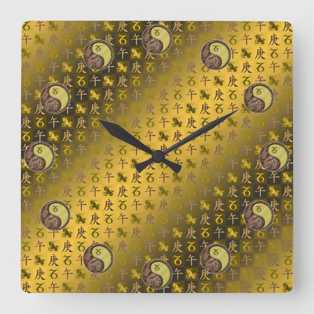 Reloj Cuadrado Capricornio & Caballo de Metal (Anverso)