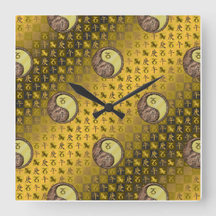 Reloj Cuadrado Capricornio & Caballo de Metal
