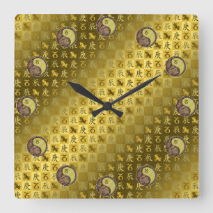 Reloj Cuadrado Capricornio & Dragón de Metal
