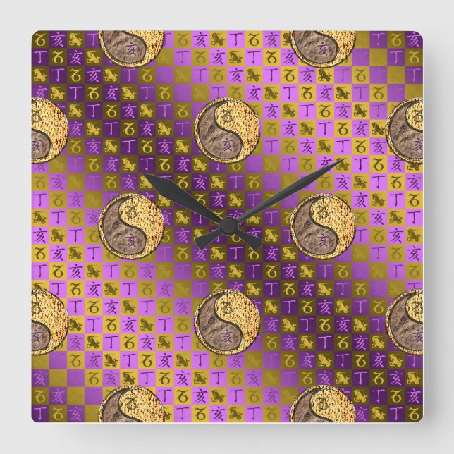 Reloj Cuadrado Capricornio & Jabalí de Fuego (Anverso)
