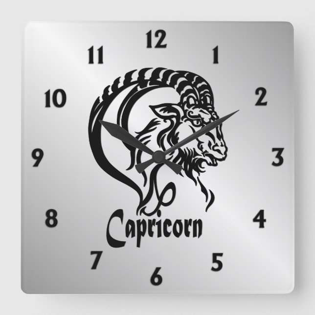 Reloj Cuadrado Capricornio la Cabra de Mar Zodiaco (Anverso)