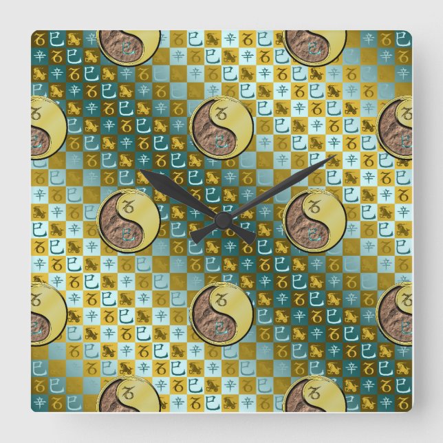 Reloj Cuadrado Capricornio & Serpiente de Metal (Anverso)