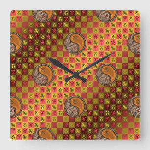 Reloj Cuadrado Capricornio & Tigre de Madera