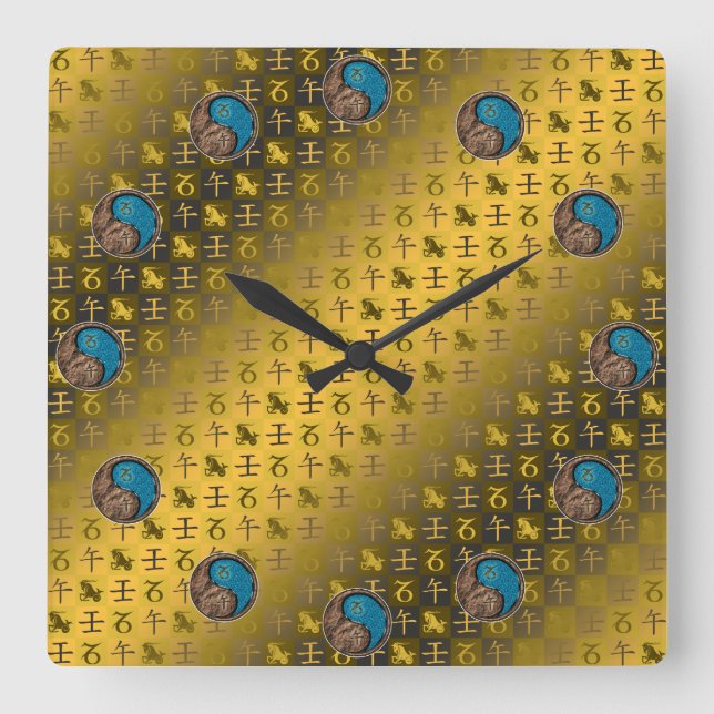 Reloj Cuadrado Capricornio y Caballo de Agua (Anverso)
