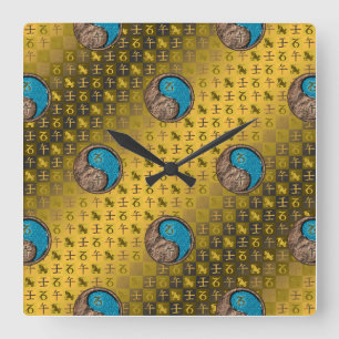 Reloj Cuadrado Capricornio y Caballo de Agua