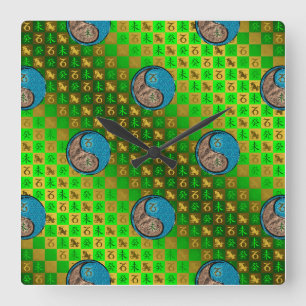 Reloj Cuadrado Capricornio y Cabra de Agua