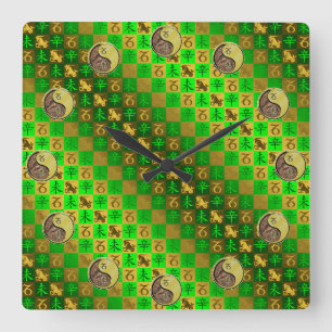 Reloj Cuadrado Capricornio y Cabra de Metal