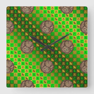 Reloj Cuadrado Capricornio y Cabra de Tierra