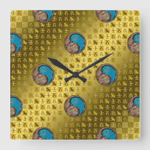 Reloj Cuadrado Capricornio y Dragón de Agua