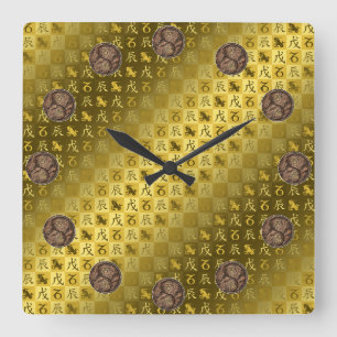 Reloj Cuadrado Capricornio y Dragón de Tierra