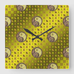 Reloj Cuadrado Capricornio y Mono de Metal