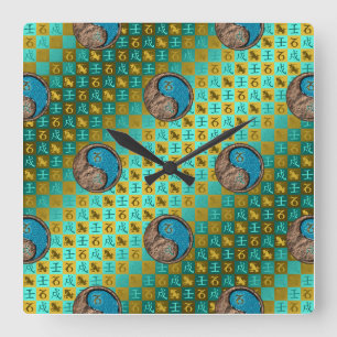 Reloj Cuadrado Capricornio y Perro de Agua