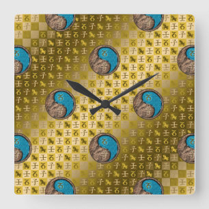 Reloj Cuadrado Capricornio y Rata de Agua