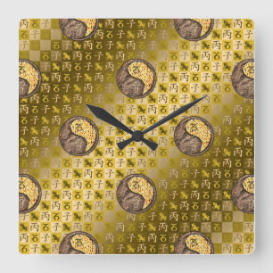 Reloj Cuadrado Capricornio y Rata de Fuego