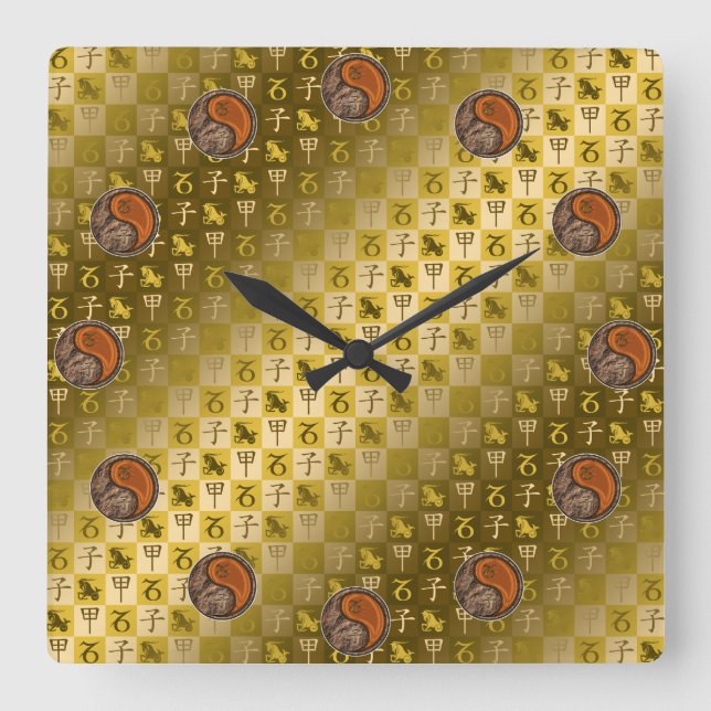 Reloj Cuadrado Capricornio y Rata de Madera (Anverso)