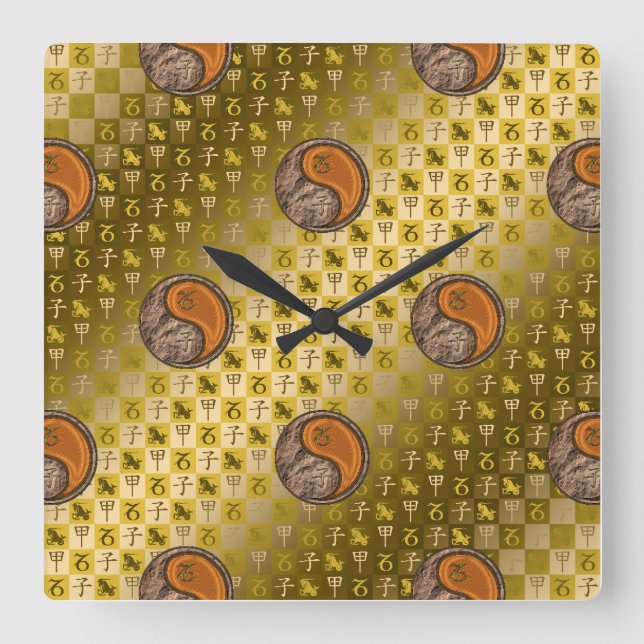 Reloj Cuadrado Capricornio y Rata de Madera (Anverso)