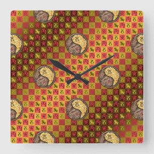 Reloj Cuadrado Capricornio y Tigre de Fuego