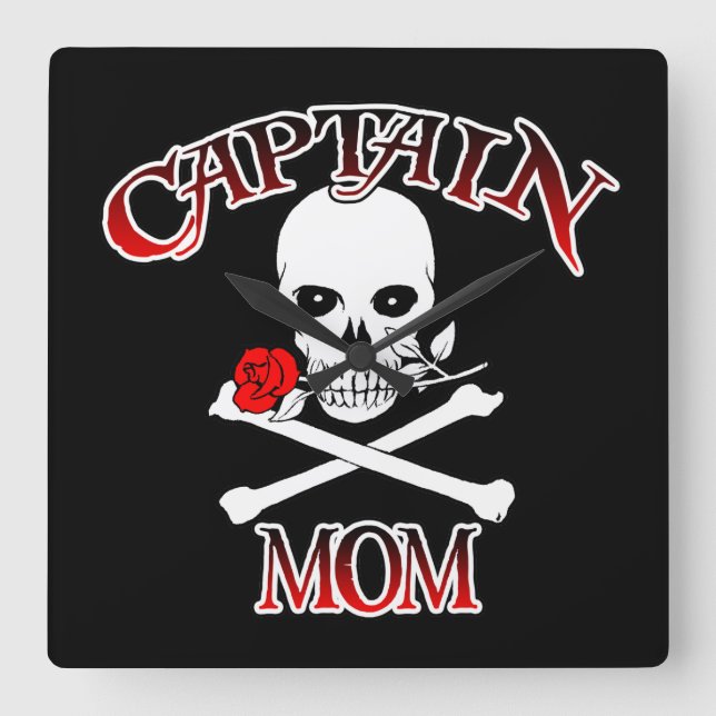 Reloj Cuadrado Captain Mom Wall Clock (Anverso)