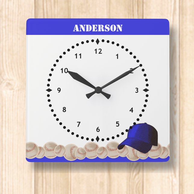 Reloj Cuadrado Capuchón azul de la pared de béisbol (Subido por el creador)