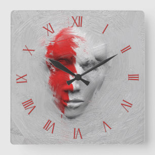 Reloj Cuadrado Cara blanca roja