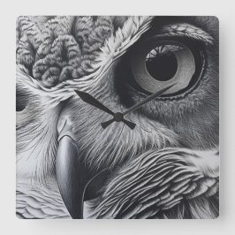 Reloj Cuadrado Cara de búho blanco y negro